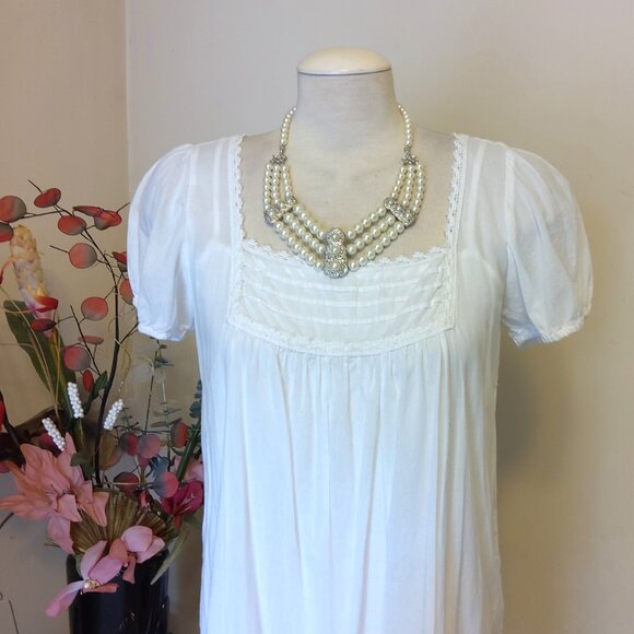 Vintage NEW True Pearl Silver Tone Floral Pendant Earrings VTG Pearl Necklace - Picture 7 of 8